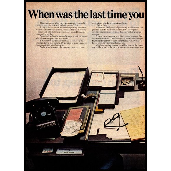 1970 IBM Word Processor Dictation Office Equipment 2 Page Vintage Print Ad Photo - Picture 2 of 3